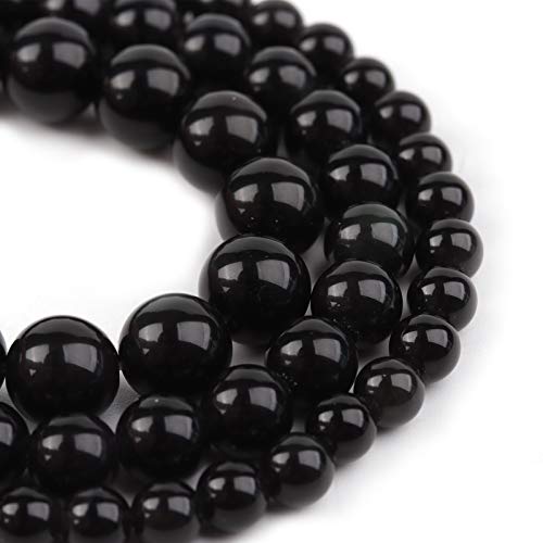 Natural Stone Beads 10mm Black Polished Round Smooth Agates Gemstone Beads for Jewelry Making 15 Inch(Black Onyx,10mm) - color: Black Onyx, size: 10mm