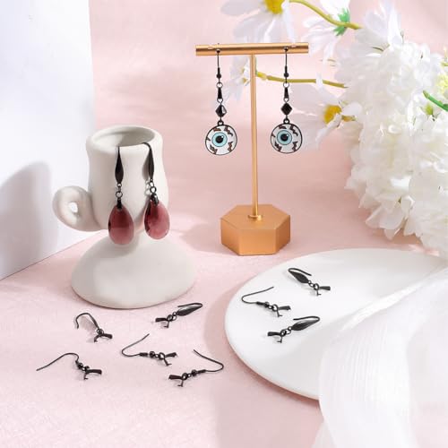 SUNNYCLUE 1 Box 40Pcs Black French Earring Hooks with Pinch Bails Clasp Stainless Steel Earring Hooks Bulk Ear Wire Fishhook Earwires Earrings Findings for Jewelry Making Supplies DIY Dangle Earrings - style: Earring Hook 2