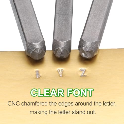 HARFINGTON 36pcs Metal Stamping Kit 5/64" (2mm) Steel Uppercase Letter and Number Punch Set (A-Z / 0-8 / "&" Symbol) Punch Press Tool with Case for Imprinting Metal Plastic Wood Leather - size: 5/64"