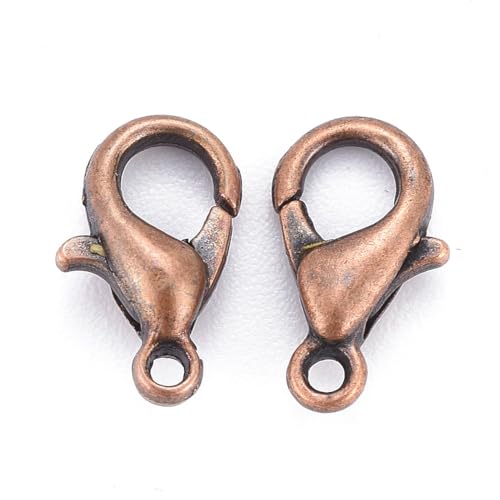 HDSupplies 100 Pieces - Lobster Clasps - Red Copper Tone - 10x6mm w/ 1mm Hole - color: Red Copper, size: 10x6mm