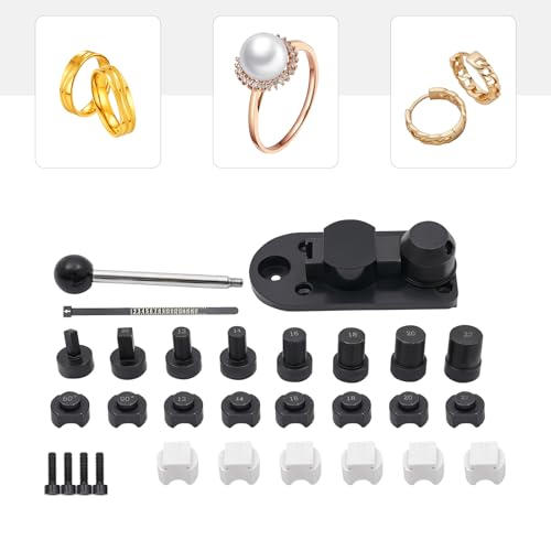 FLYHERO Portable Ring Bender Tool, Jewelry Ring Bending Machine Multi-Functional Rings Bending Maker Kit Jewelry Making Repair Tools for DIY Rings Metals (Black) - color: Black