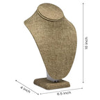 Novel Box Burlap Bust Stand Jewelry Necklace Display 6.5x4x10 Inches - Freestanding Travel Necklace Holder Stand - Necklace Mannequin Organizer Stands - Necklace Displays Medium - color: Burlap, size: Medium
