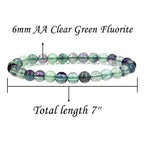 Angelstones Handmade Natural Healing Gemstone 6mm Round Beads Stretch Crystal Bracelet 7 Inch Unisex - color: Clear Green Fluorite
