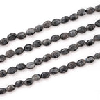 6×8mm Natural Black Labradorite Gemstone Loose Beads Flat Oval Healing Crystal Loose Stone Beads for Jewelry Necklace Bracelet Earring Craft - color: Black Labradorite