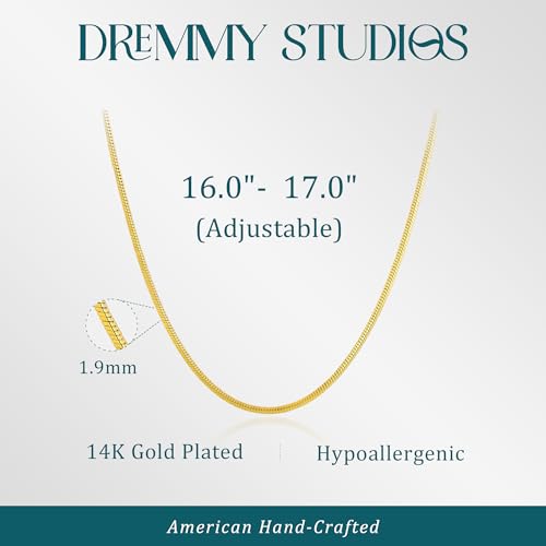 Dremmy Studios Dainty Gold Choker Necklace for Women 14K Gold Plated Coin Disc Figaro Layered Beaded Flat Mariner Sideways Cross Wishbone Link Clavicle Necklaces - style: 1.9mm Snake Chain
