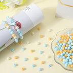 1 Box 500Pcs Round Matte Beads Frosted Acrylic Round Beads Opaque Yellow 8mm Small Ball Rubberized Imitated Silicone Bubblegum Smooth Loose Bead for Jewelry Making Bracelet Necklace DIY Craft - color: Yellow
