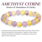 Crystal Vibe 8mm Beaded Bracelets For Women Men - Healing Crystal Bracelet - Adjustable Size - color: amethyst citrine