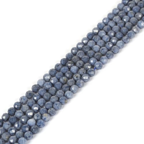 Blue Sponge Coral 4mm Faceted Round Beads Loose Beads 16 Inch for Jewelry Making Beads - color: Blue Sponge Coral