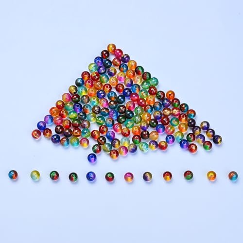 PIPITREE 500 PCS Acrylic Beads 8mm Rainbow Round Bead for Pens Bulk Acrylic Beads for Keychains Beadable Pens DIY Crafts Bracelets Necklace Jewelry Making Plastic Colorful Bead (Red-Green) - color: Red-Green