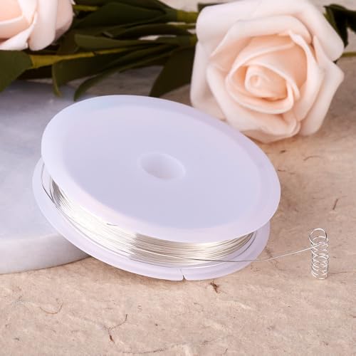 1 Roll 32.8 Feet(10m) 26 Gauge Round Copper Jewelry Bendable Wire Long-Lasting Plated Jewelry Wire Soft Artistic Wires Copper Metal Beading for Jewelry Making Crafts,Silver Color Plated - color: 26 Gauge,Silver Color Plated