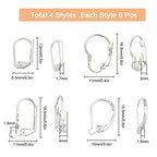 SUNNYCLUE 1 Box 24Pcs 4 Styles Leverback Earring Findings Leverback French Ear Hooks Wire Earring Findings for Jewelry Making DIY Craft Making, Silver - color: 1 Box 30pcs 925 Sterling Silver Plated Leverback