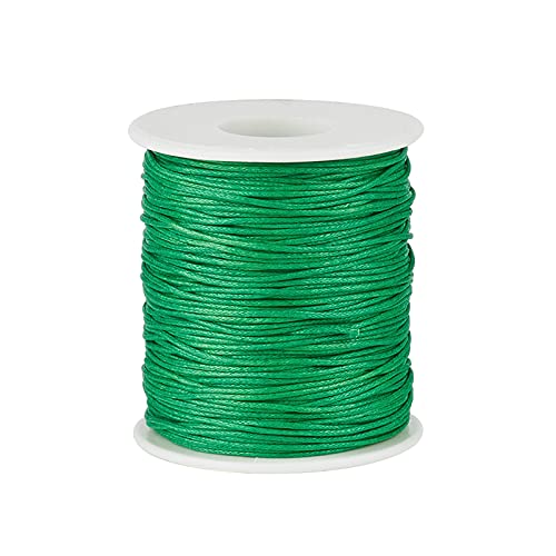 100 Yards Green Waxed Cotton Cord Threads Braided Beading Cord Strings Bracelet Necklace Wire 1mm(0.04 inch) with Spool for Bracelets Necklace Jewelry Making Friendship Bracelet - color: Green, size: 1mm