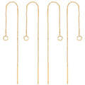 Beebeecraft 1 Box 10Pcs 18K Gold Plated Ear Threads Dangle Bar Through Threaded Long Chain Earrings Pierced Dangling Drop Stud Earrings with Loop 3.34inch - color: Golden, size: 87mm