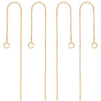 Beebeecraft 1 Box 10Pcs 18K Gold Plated Ear Threads Dangle Bar Through Threaded Long Chain Earrings Pierced Dangling Drop Stud Earrings with Loop 3.34inch - color: Golden, size: 87mm