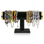 T-Bar Bracelet Display Stand for Selling, Jewelry Storage, Bracelet Holder Stand, Bangle, Jewelry Business Supplies, Watch holder for Women & Men, (Black +meta lid) - color: black-gold
