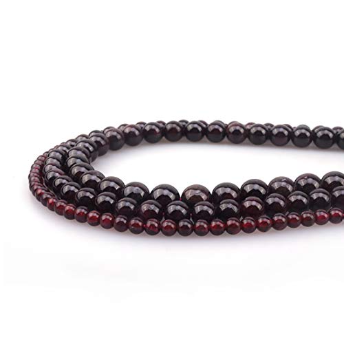 6mm Natural Garnet Gemstone Round Loose Stone Beads for Jewelry Making DIY Crafts Design 1 Strand 15" APPR.63-65pcs - color: Garnet, size: 6mm