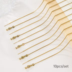GTVOODX 10Pcs Gold Box Adjustable Necklace Chains Bulk for Jewelry Making 20Inch Stainless Steel Needle Threader Chain with Adjust Clasp - color: Gold Box