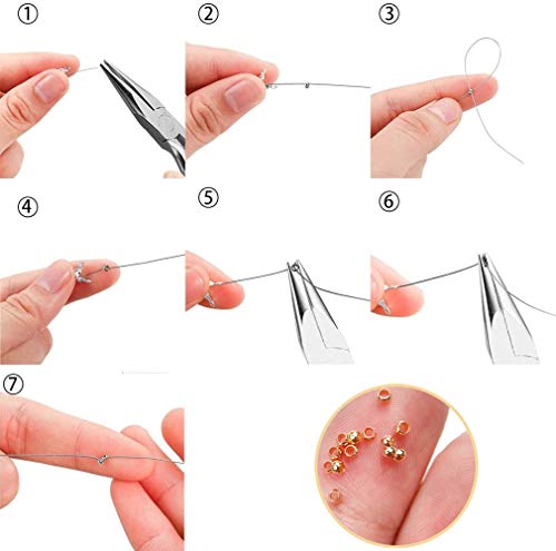 4000 Pieces 2mm Metal Round Crimp Beads Spacer Stoppers Beads Clamp Ends Metal Bead Spacers for DIY Bracelet Jewelry Making (Gold) - color: Gold