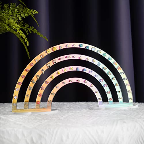 NiHome Iridescent Earrings Holder 74 Holes Display Rainbow Ear Studs Jewelry Show Rack Stand Organizer for Girl Women - Clear Acrylic Plastic