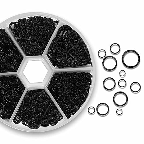1100Pcs Open Jump Rings, Black Jump Rings Set 304 Stainless-Steel O Ring Connectors Open Ring for Bracelet Earrings Necklace Jewelry Making (4/5/6/7/8/10mm)… - color: Black