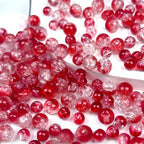 300pcs Crackle Glass Beads, 6mm and 8mm Red Crystal Glass Beads Round Loose Spacer Bulk Beads for DIY Craft Earring Necklace Bracelet Jewelry - color: Red