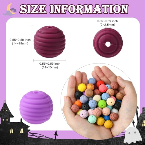LiQunSweet 100 pcs 14-15mm Chunky Round Bubblegum Silicone Beads Imitated Woven Honeycomb Beads for DIY Jewelry Bracelet Necklaces Earring Making Keychain Crafts - color: Round Silicone Honeycomb Beads_100 Pcs