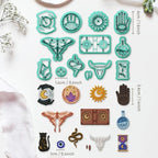Mysterious Boho Clay Cutters - 13 Shapes Mysterious Magical Elements Polymer Clay Cutters for Jewelry, Earring Making Kit with Storage Box - style: Mysterious Bohemia theme (13 pcs)