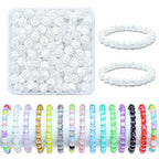 200pcs Glass Beads for Bracelets, 8mm Crystal Glass Round Beads for Jewelry Making, DIY Crafts, Single Box (White) - color: White