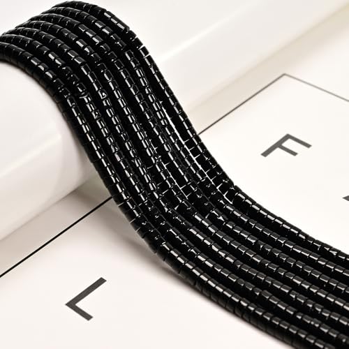 170 Pcs 2x4mm Black Onyx Agate Onix Bead Flat Heishi Disc Spacer Beads for Bracelets Jewelry Making Crafts - color: Black Onyx, size: 2x4mm