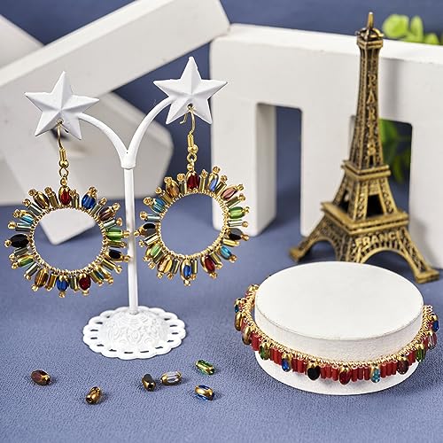 80Pcs Electroplate Glass Beads with Golden Edge, Colorful Oval Crystal Loose Spacer Beads for DIY Bracelet, Earring Jewelry Making Crafts - color: Oval