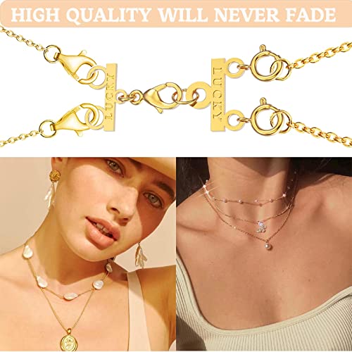 Dailyacc Lucky Necklace Layering Clasp 18K Gold and Silver Multi Strand Clasps for Stackable Necklaces - color: 1Pcs Gold 2 Clasp