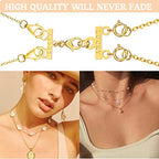 Dailyacc Lucky Necklace Layering Clasp 18K Gold and Silver Multi Strand Clasps for Stackable Necklaces - color: 2Pcs Clasp 2 + 3 Gold