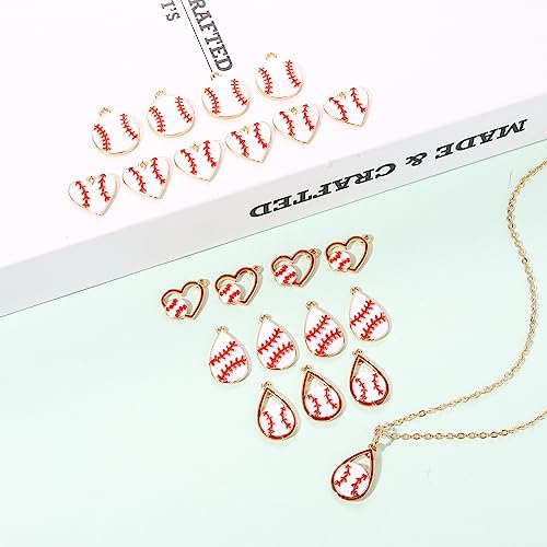 20PCS Sports Charms Enamel Basketball Baseball Pendant Charms for Jewelry Making Rhinestone Ball Game Softball Charms for Necklace Bracelet Earrings DIY Crafts - color: Set 7
