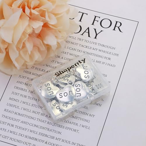 Shapenty Antique Silver Love Heart Shaped Family Members Pendant Charms for DIY Craft Keychains Bracelet Necklace Earrings Jewelry Making Findings and Memory Ornament - style: Son