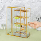 Glass Earring Holder Organizer, Jewelry Organizer Earrings Holder with Hanging Hook, Glass Earring Display Box for Necklace Ring Storage - style: Earring Organizer
