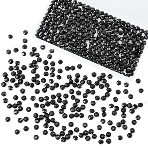 500Pcs 6mm Crystal Glass Beads for Jewelry Making Beads for Bracelets Necklace Pendants Making Supplies(Black) - color: Black, size: 6mm 500pcs