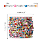 33 Feet Stainless Steel Enamel Chains Bulk, 2mm 304 Stainless Steel Colorful Enamel Beaded Cable Link Chain Roll Spool for Jewelry Making - color: Stainless Steel Colorful Beads
