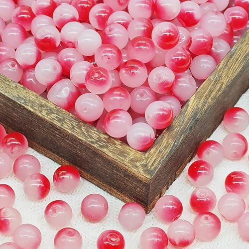 100 Pack 8mm Glass Beads for Jewelry Making, Graduated Color Mix, Bulk DIY Craft Supplies - color: Color5