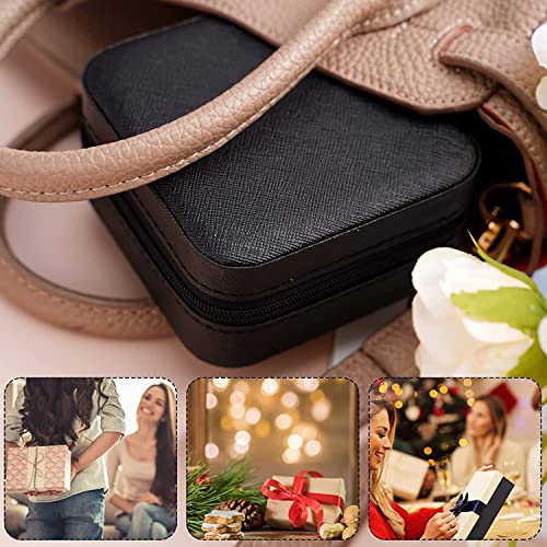 Neveika Portable Travel Mini Jewelry Box Leather Jewellery Ring Organizer Case Storage Gift Box Girls Women (4pcs black). - color: black