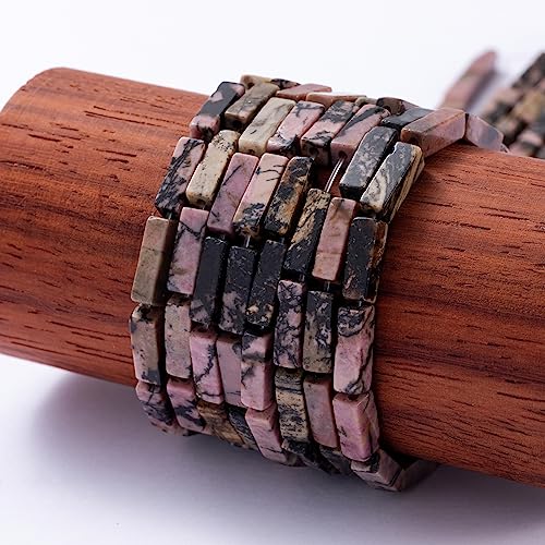 Natural Rhodochrosite Rectangle Tube Beads 4x13mm 38cm/str Loose Semi Gemstone Stone Beads for Making Bracelets Necklace Earrings - color: Rhodochrosite, size: 4x13mm Rectangle
