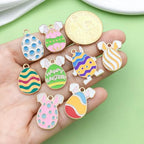Sailanzi 22pcs Alloy enamel Easter egg series cute rabbit Pendant Jewelry Making DIY Keychain Earrings Pendant Various Design Charms for Jewelry Making Bracelets Necklace(SN928) - color: SN928