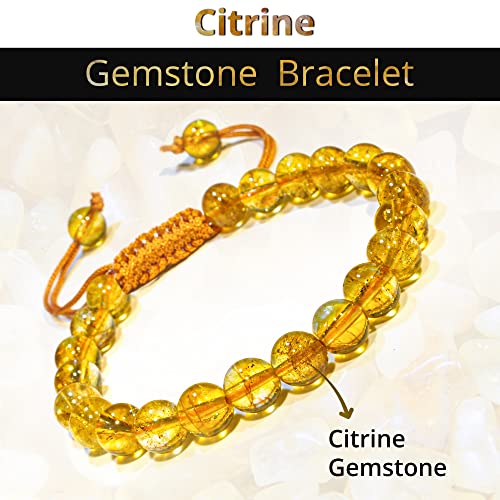 ANAYA AGATE Energy Protection Crystal Handmade Adjustable Bead Bracelet Perfect for Men, Women’s Christmas Gift - Gemstone Healing Stretch Bracelet Pulsera Para Hombre Mujer Stocking Stuffer - color: Citrine - H1