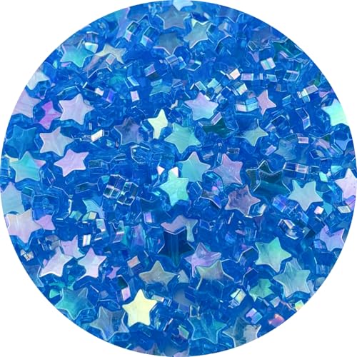 450 PCS Acrylic Star Shape Beads AB Colors Loose Pony Spacer Beads with Hole for Jewelry Making Necklace Earring Key Chains DIY Projects(Deep Lake Blue AB) - color: Deep Lake Blue AB