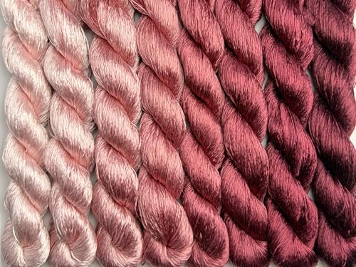 100% Nature Mulberry Handmade Embroidery Silk Thread Woven Jewelry Accessory Artificial Flowers Cross Stitch Floss DIY Sewing Kits 8 Gradient Colors 22m Each (37) - color: 37