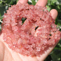 400pcs Natural Chip Stone Beads for Jewelry Making Strawberry Quartz 5-8mm Irregular Gemstones Healing Crystal Loose Rocks Bead Hole Drilled for Ring Earrings Necklace Bracelet Making DIY Art Crafts - color: Strawberry Quartz(2 Strands-62")
