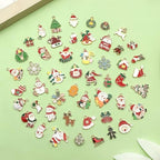 Sailanzi 50pcs Alloy enamel Christmas series Santa Claus snowman Christmas tree Pendant Jewelry Making DIY Keychain Earrings Pendant Various Design Charms for Jewelry Making Bracelets Necklace(SN936) - color: SN936