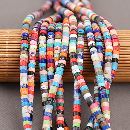 BONNY BOXX 150PCs Natural Mix Imperial Jasper Spacer Beads, Loose Semi Precious Flat Round Gemstone Heishi Disc Stone Beads for Beading Jewelry Making 4mm*2mm - color: Mix Imperial Jasper, size: 4MM*2MM