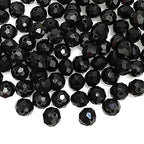 Jmassyang 8mm Briolette Rondelle Faceted Crystal Glass Beads for Jewelry Making Bracelets Necklaces Earrings (Black, 250pcs) - color: Black, size: 6x8mm