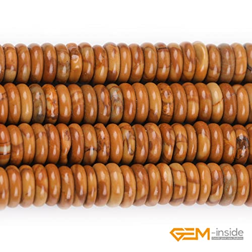 GEM-Inside 2x6mm Natural Yellow Wood Texture Jasper Stone Heishi Disc Rondelle Spacer Beads for Jewelry Making Full 15" Strand Energy Stone Healing Power Crystal - color: Yellow Wood Texture Jasper