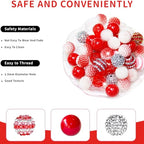 48 Pcs 20mm Beads for Pens Rhinestone Bubblegum Beads Red Crystal Acrylic Round Chunky Bead Sparkly Craft Large Balls Bead for Pen Beadable Keychain Bracelet Necklace DIY Jewelry Making Supplies - color: Red